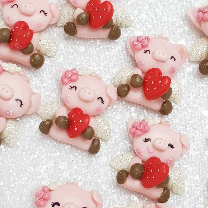Clay Charm Embellishment - NEW I HEART PIG - Crafty Mood