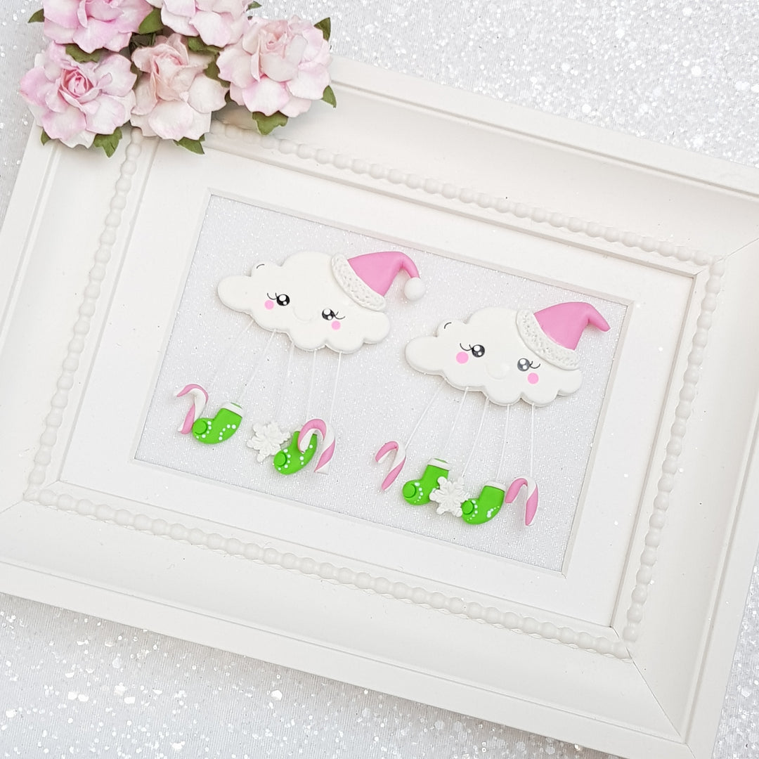 Christmas Cloud - Handmade Flatback Clay Bow Centre - Crafty Mood