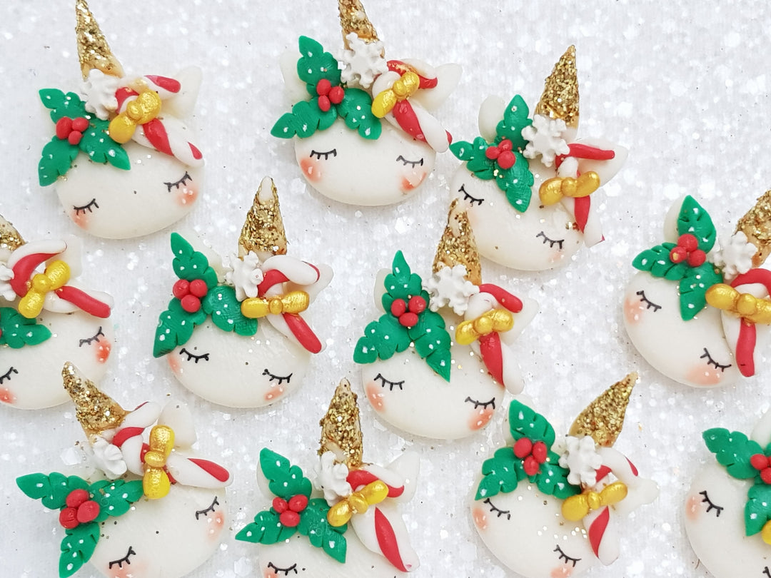 Handmade Clay Charm - New Christmas Unicorn Head - A - Crafty Mood