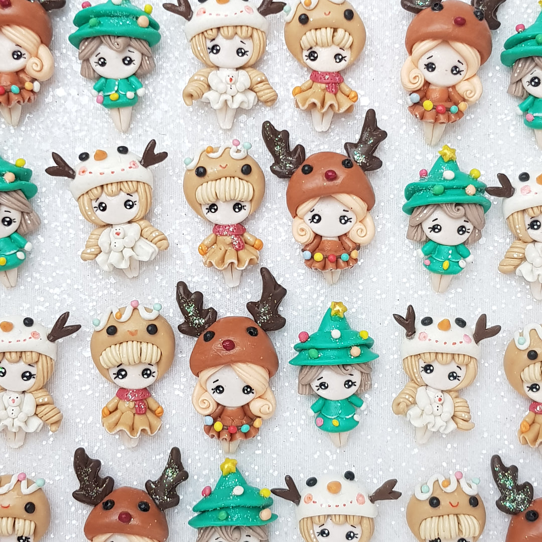 Exclusive Mini Christmas Girl - Embellishment Clay Bow Centre - Crafty Mood