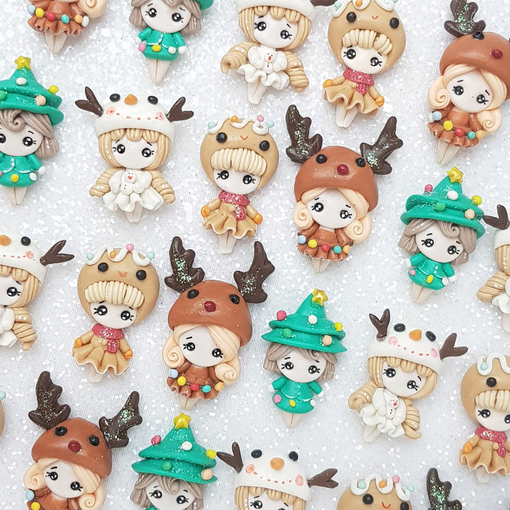 Exclusive Mini Christmas Girl - Embellishment Clay Bow Centre - Crafty Mood