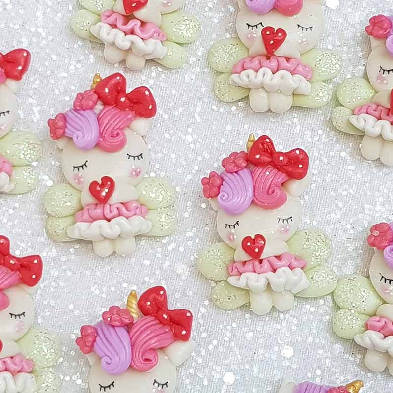Clay Charm Embellishment - NEW UNICORN FAIRY VALENTINE - Crafty Mood