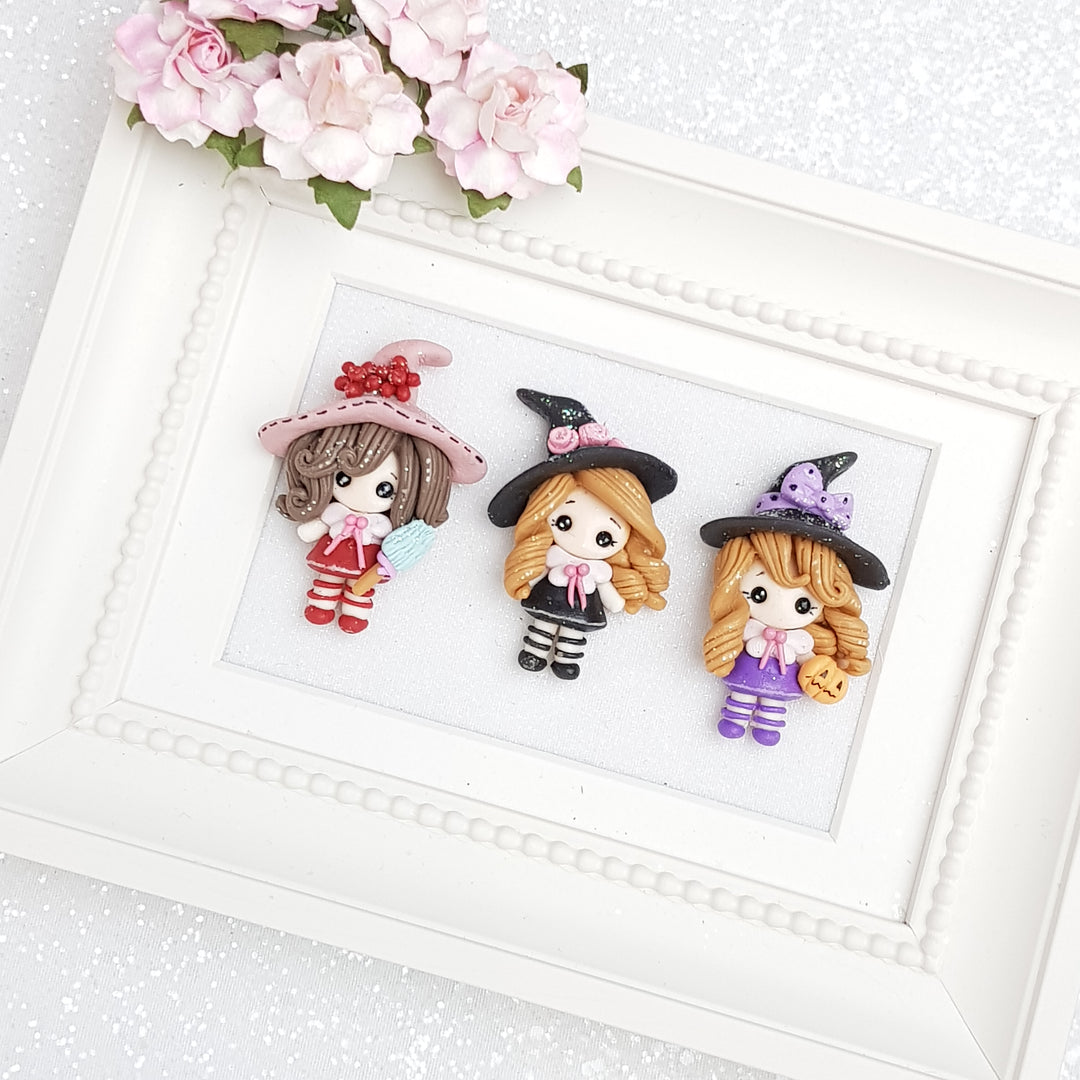 Clay Charm Embellishment - Kawaii Witch - Crafty Mood