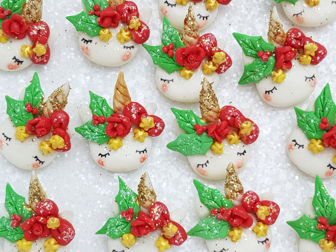 Handmade Clay Charm - New Christmas Unicorn Head - D - Crafty Mood