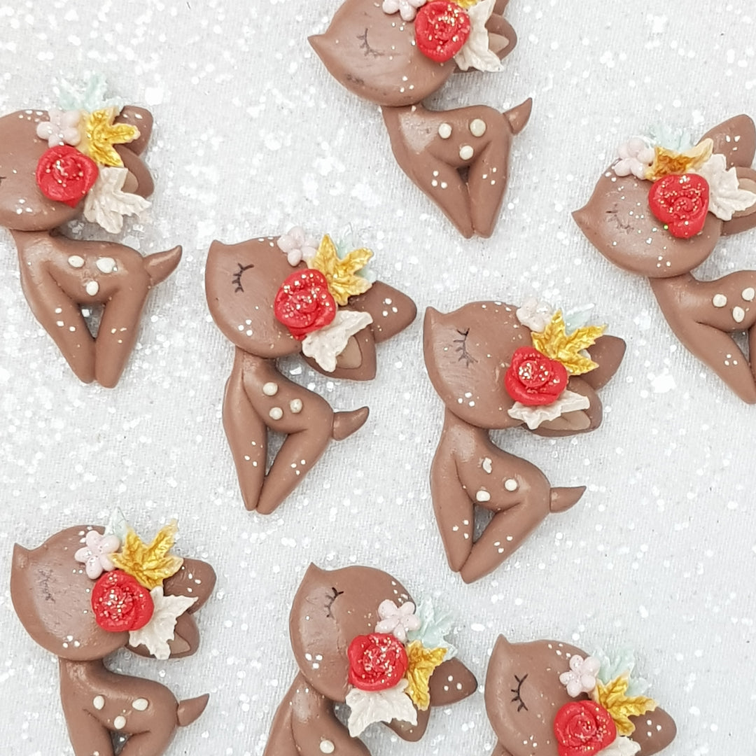Deer - Brown - Embellishment Clay Bow Centre - Crafty Mood
