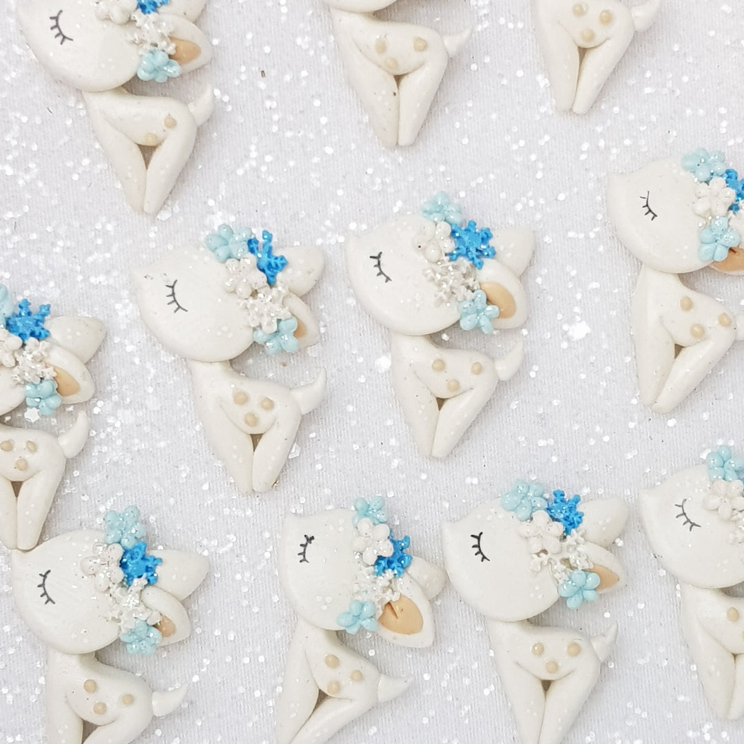Deer - White - Embellishment Clay Bow Centre - Crafty Mood