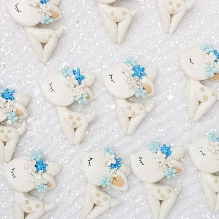 Deer - White - Embellishment Clay Bow Centre - Crafty Mood