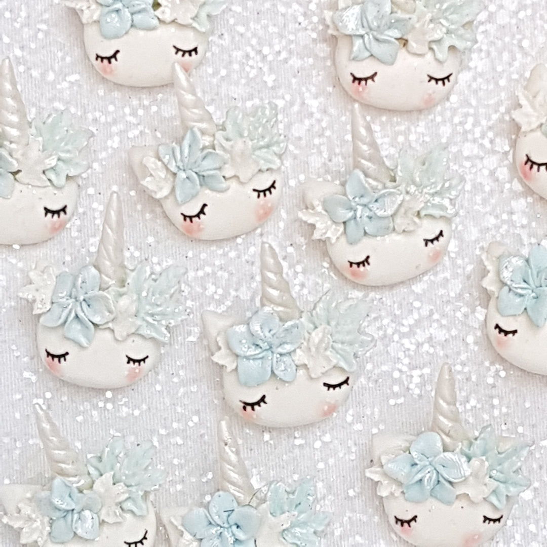 Unicorn Head - Ice - Handmade Flatback Clay Bow Centre - Crafty Mood