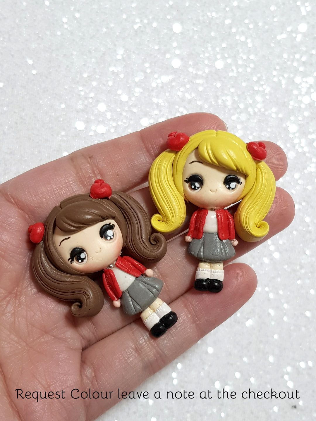 Handmade Clay Charm - New Big Eyes School Girl - Crafty Mood