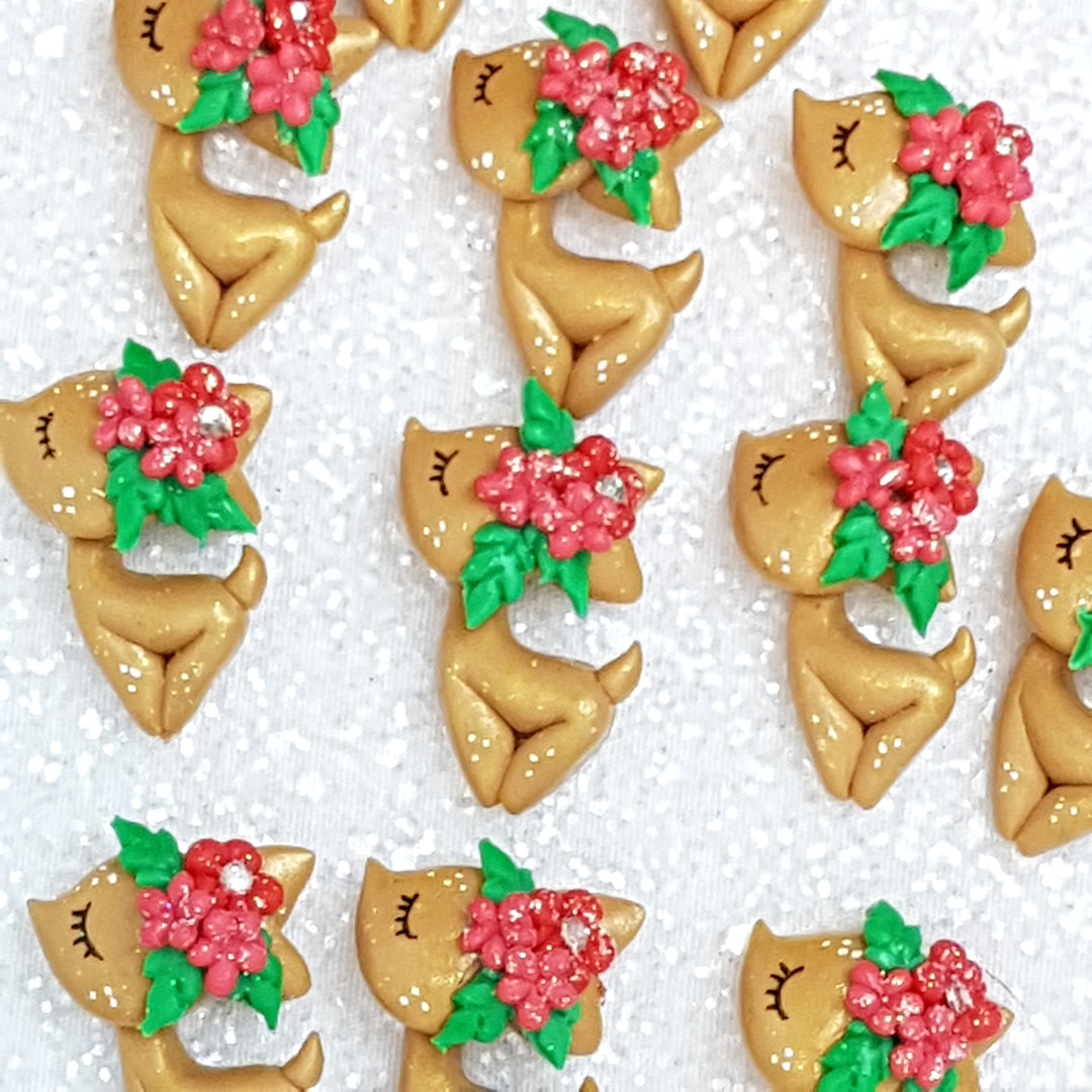 Gold Deer - Embellishment Clay Bow Centre - Crafty Mood