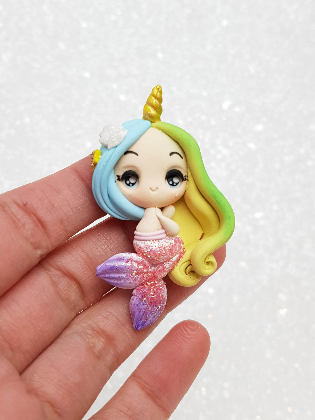 Clay Charm Embellishment - NEW Big Eyes Mermaid Pastel - Crafty Mood