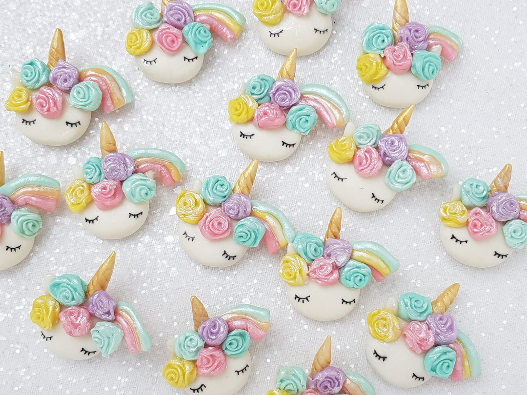 Clay Charm Embellishment - Rainbow Unicorn Head B - Crafty Mood