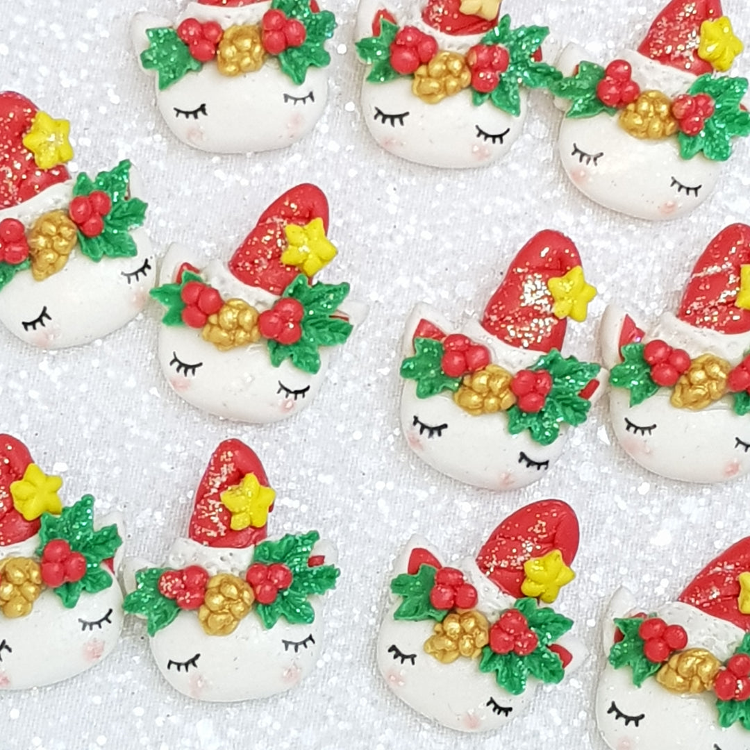 Unicorn Christmas Head - Embellishment Clay Bow Centre - Crafty Mood