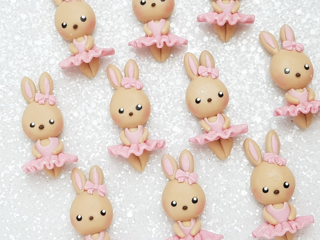 Clay Charm Embellishment - NEW Bunny Ballerina pink beige - Crafty Mood
