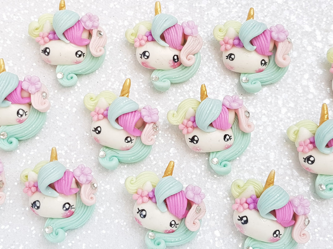 Clay Charm Embellishment - NEW Pastel Unicorn Head - Crafty Mood