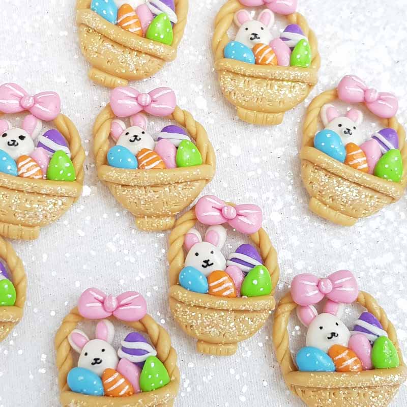 Clay Charm Embellishment - NEW BUNNY BASKET - Crafty Mood