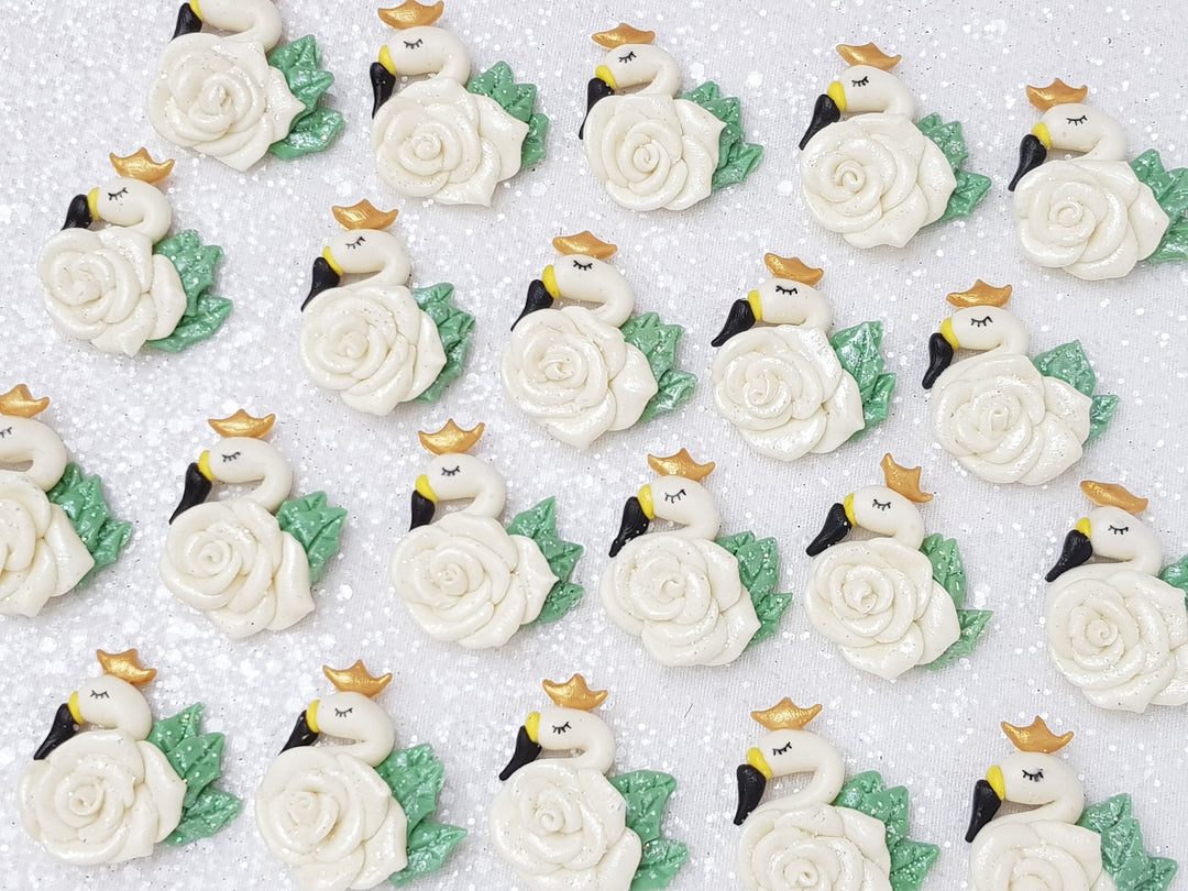 Clay Charm Embellishment - Rose Swan - Crafty Mood