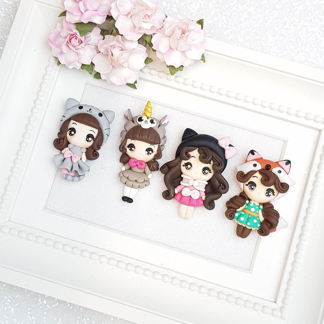 Clay Charm Embellishment - Big Eyes Dressing Up - Crafty Mood