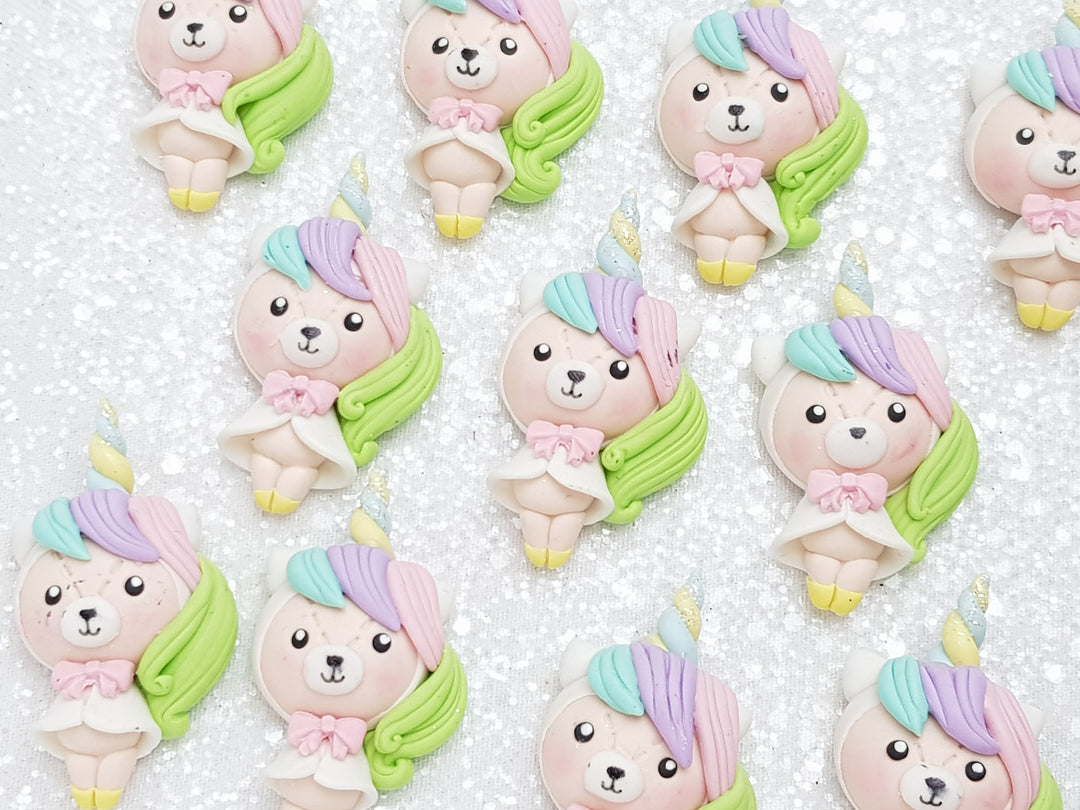 Clay Charm Embellishment - NEW Bear Unicorn - Crafty Mood