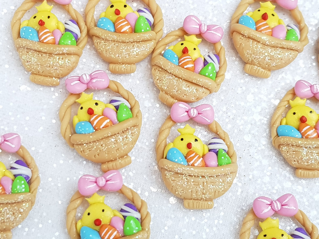 Handmade Clay Embellishment - NEW CHICK BASKET - Crafty Mood