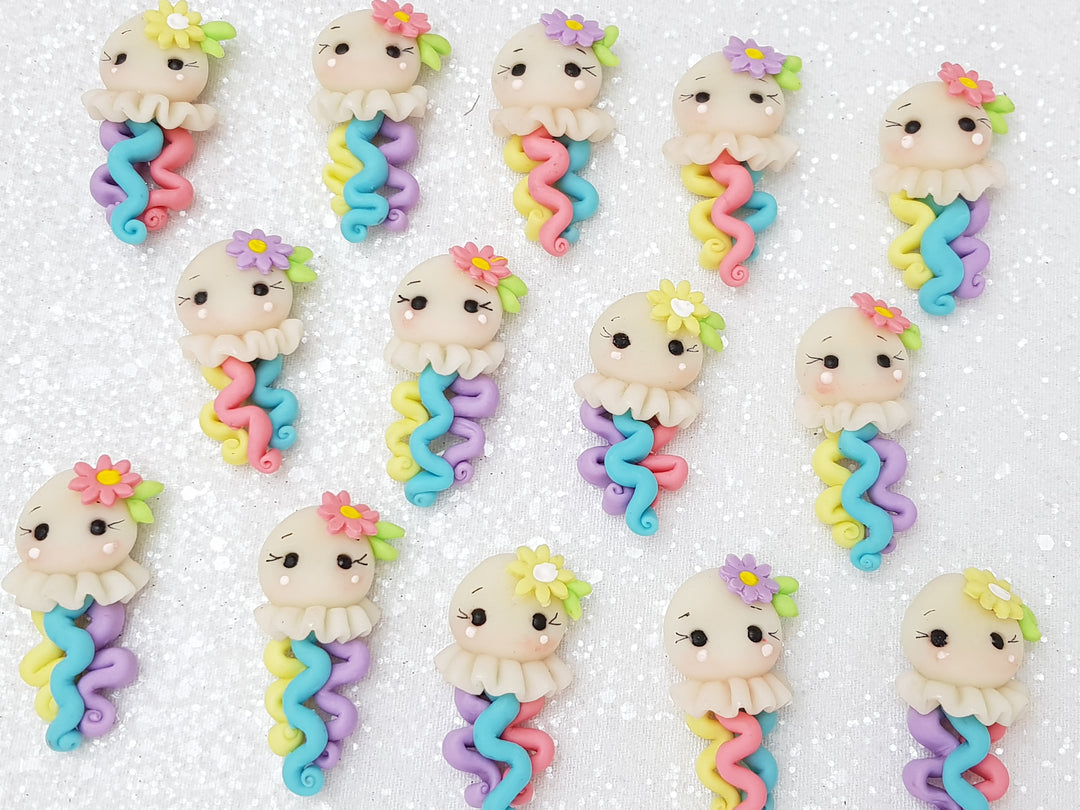 Clay Charm Embellishment - Jellyfish Rainbow - Crafty Mood