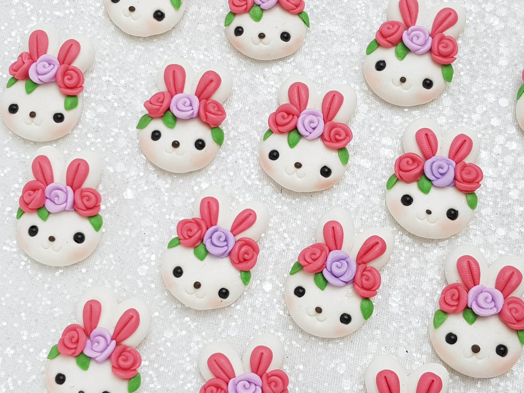 Clay Charm Embellishment - NEW Bunny Head Pastel Red - Crafty Mood