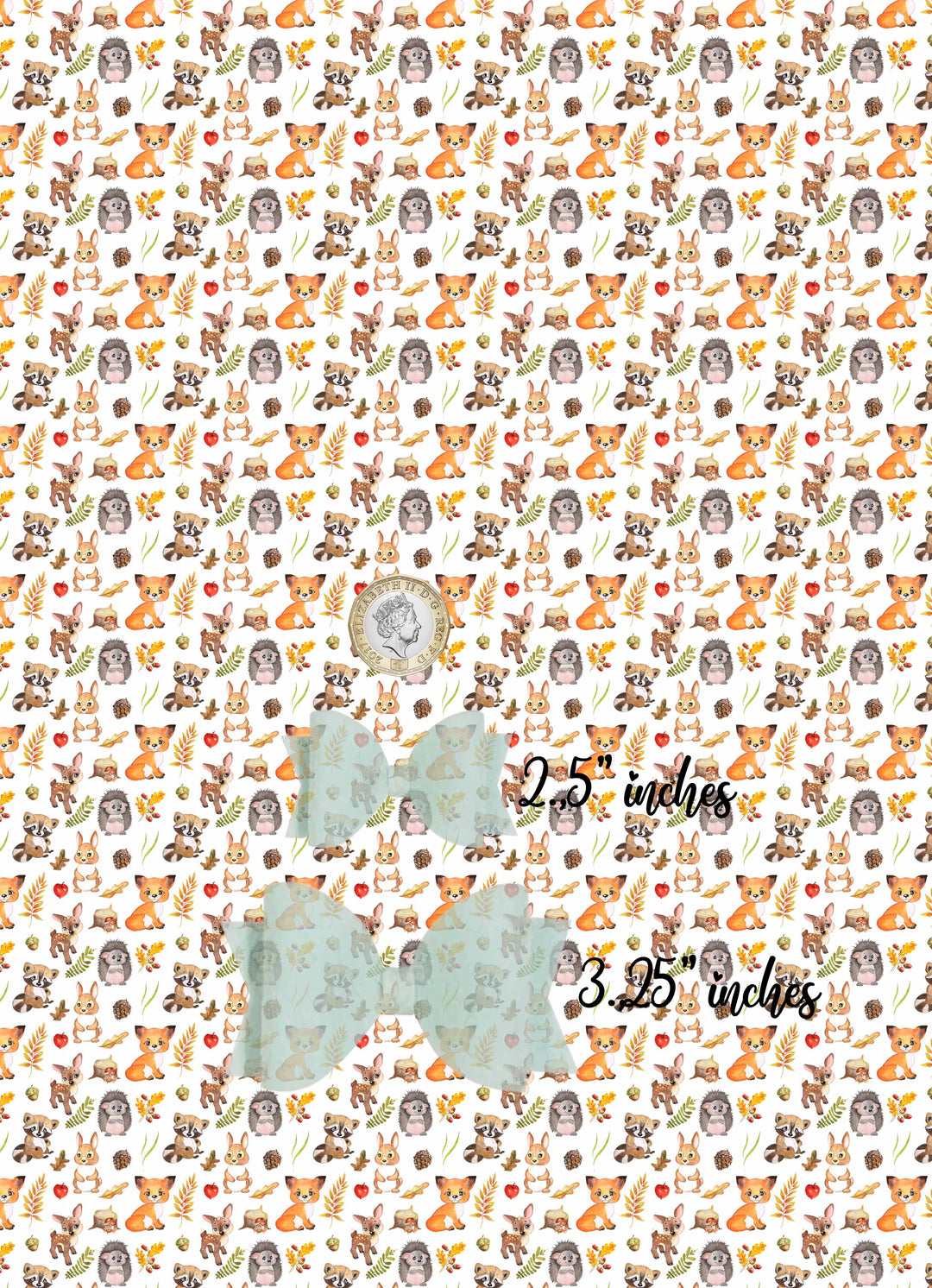 Woodland critter - Leatherette vinyl - canvas - choose Fabric material Sheets