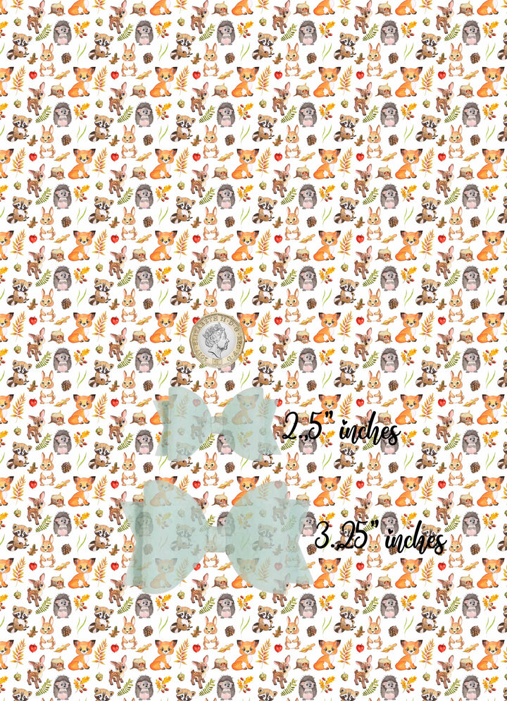 Woodland critter - Leatherette vinyl - canvas - choose Fabric material Sheets