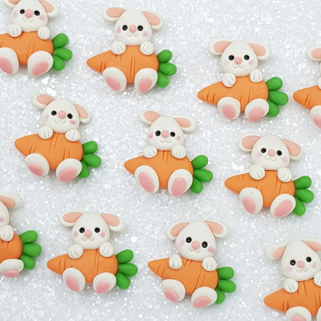 Bunny and carrot - Embellishment Clay Bow Centre - Crafty Mood