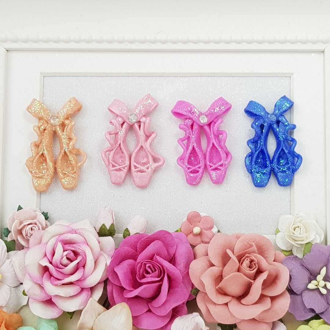 Glittery Ballerina Shoes - Embellishment Clay Bow Centre