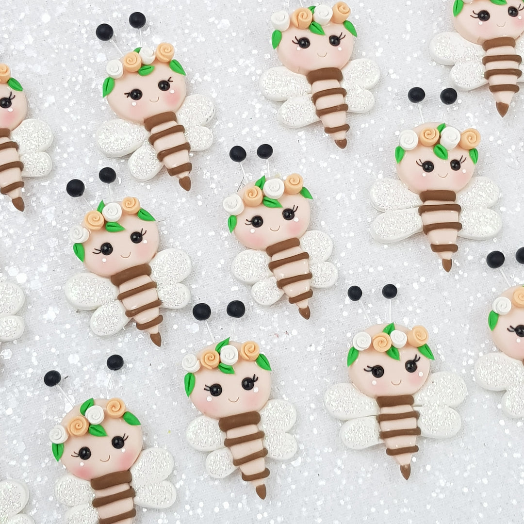 MAX 7 EACH PERSON - Spring Bee - Handmade Flatback Clay Bow Centre