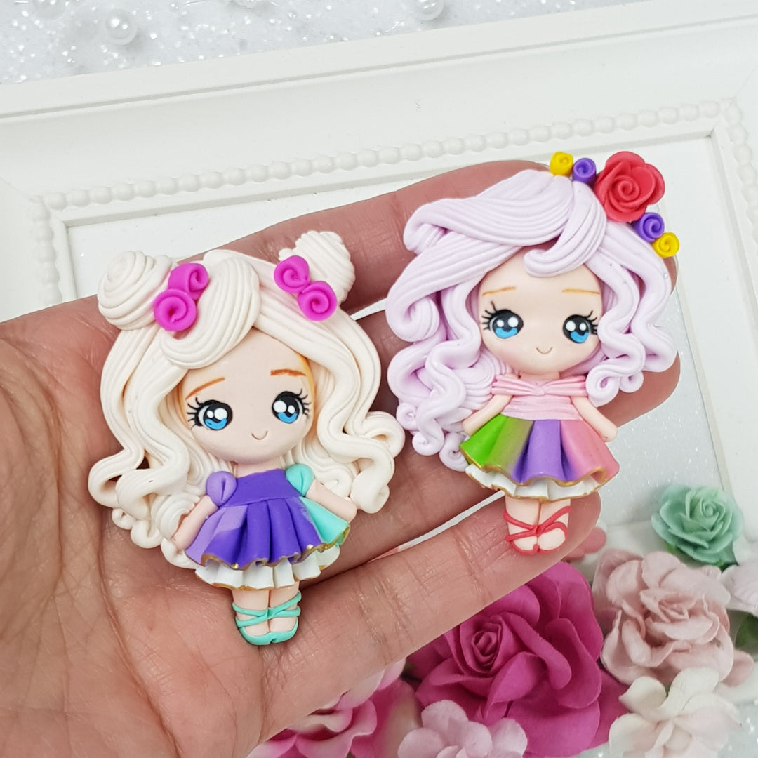 The Flower Girl - C - Handmade Flatback Clay Bow Centre - Crafty Mood