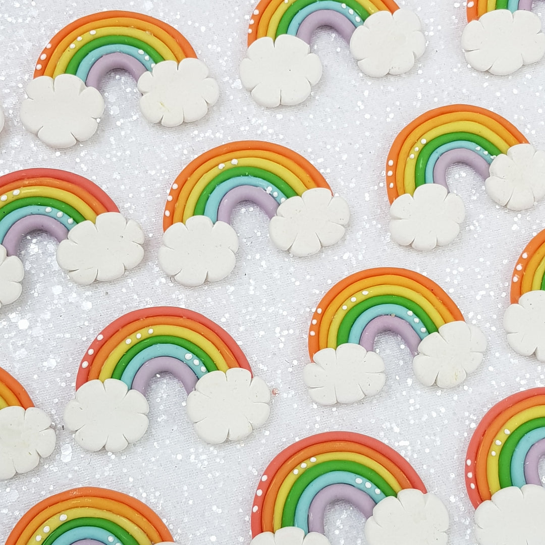 Rainbow Clouds - Embellishment Clay Bow Centre
