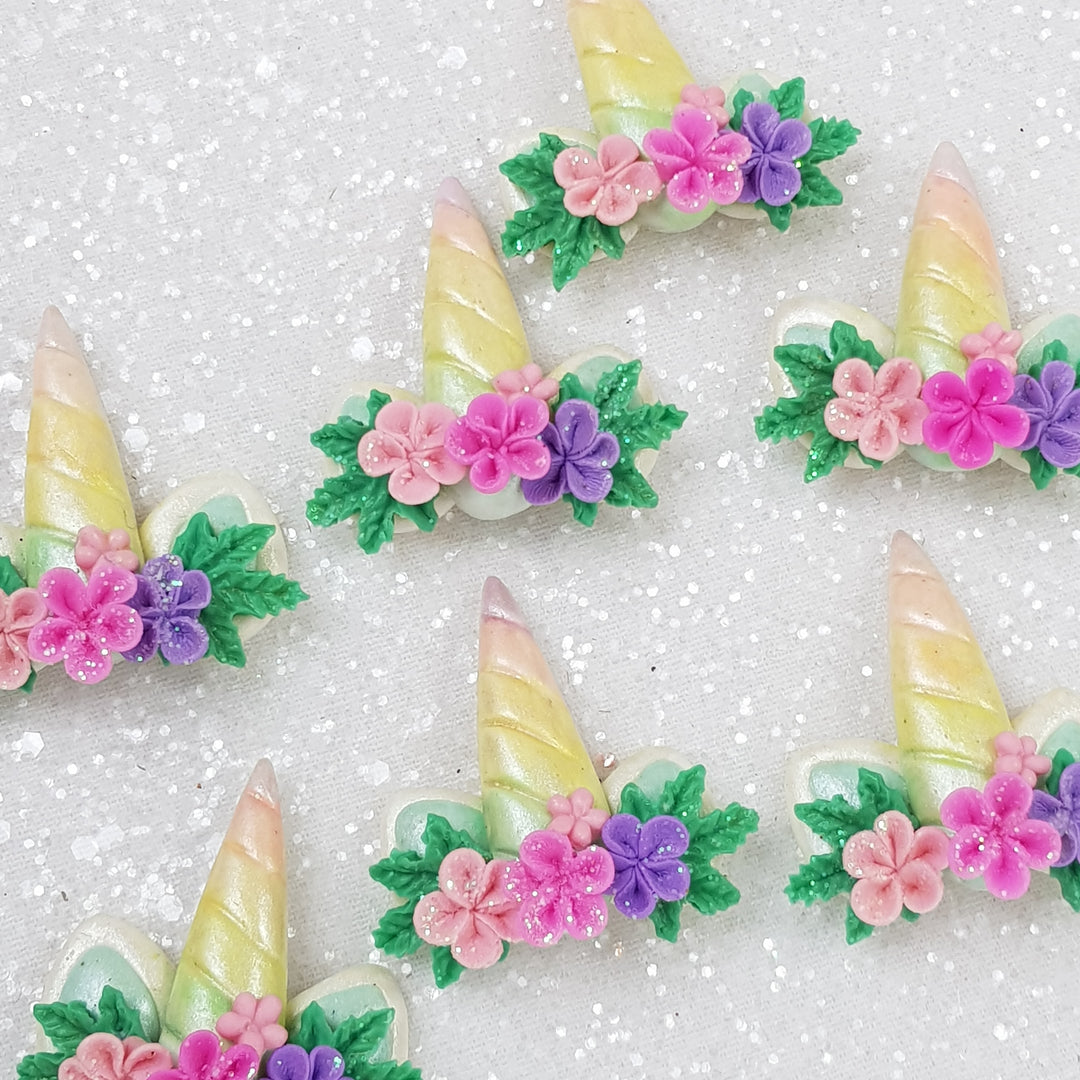 Spring Flower Unicorn Horn - Embellishment Clay Bow Centre