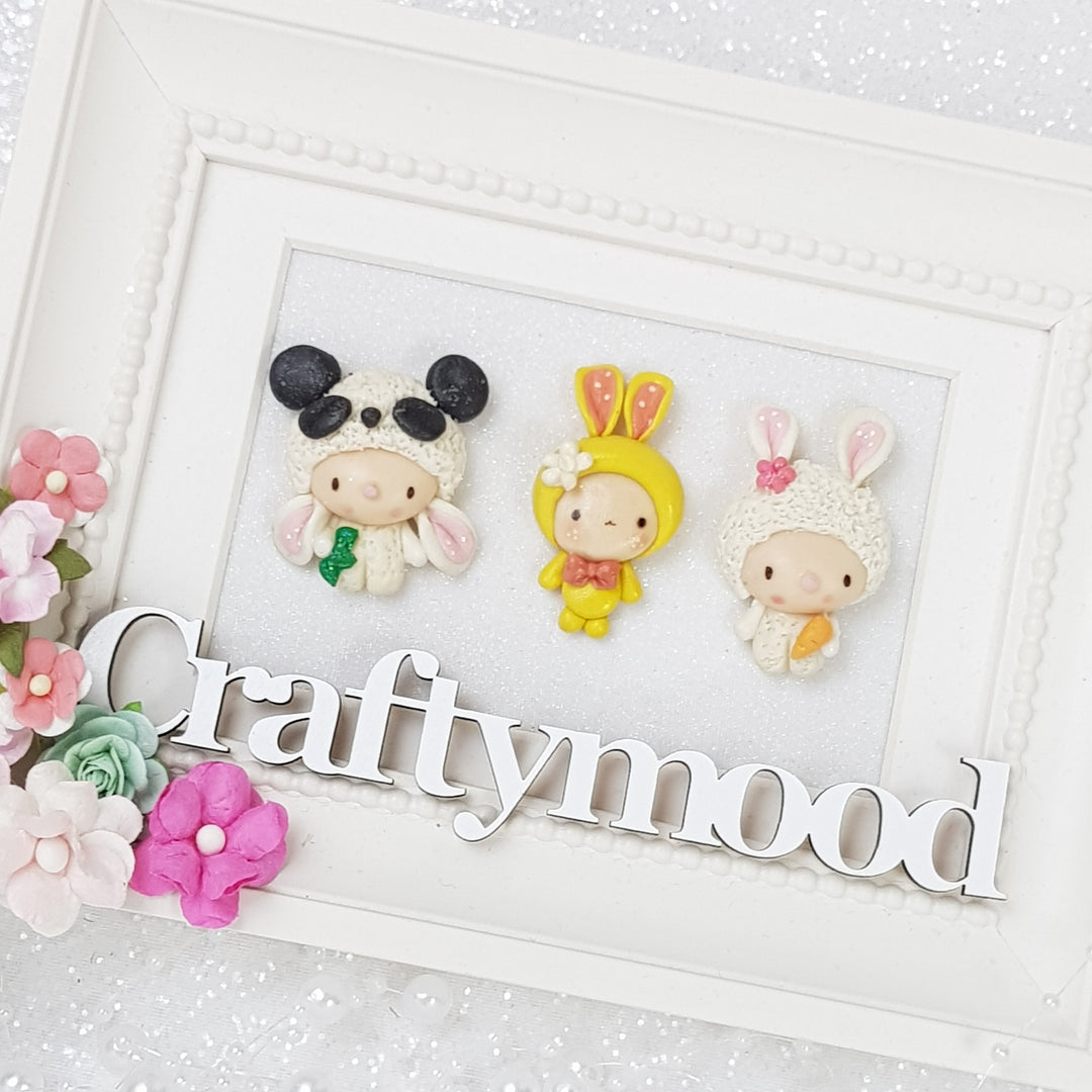 Cute Dressing Up Gang - Handmade Flatback Clay Bow Centre