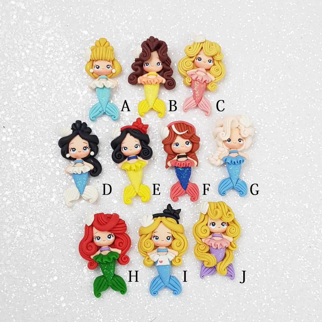 Princess Mermaid Series - Handmade Flatback Clay Bow Centre