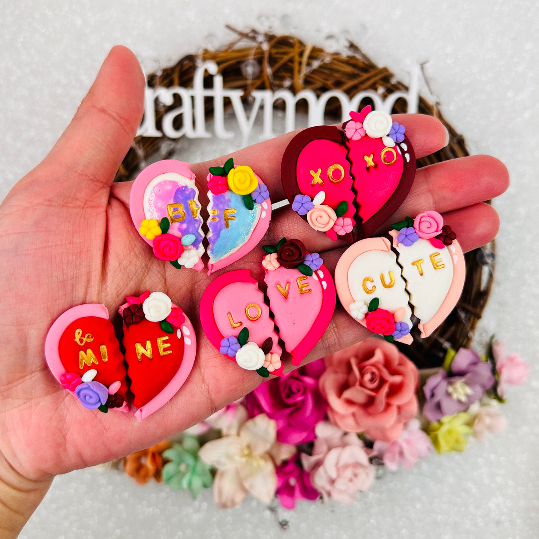 Heart - Handmade Flatback Clay Bow Centre
