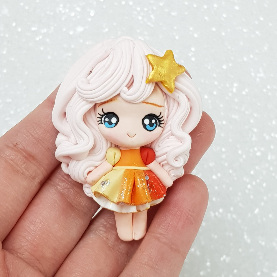 Star girl orange - Embellishment Clay Bow Centre - Crafty Mood