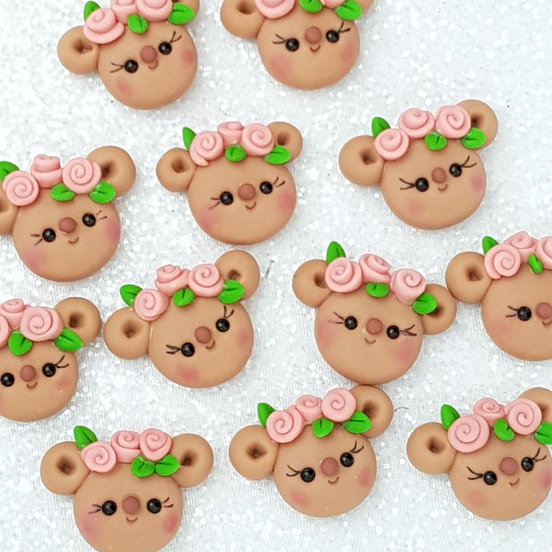 Cute bear Head - Embellishment Clay Bow Centre - Crafty Mood