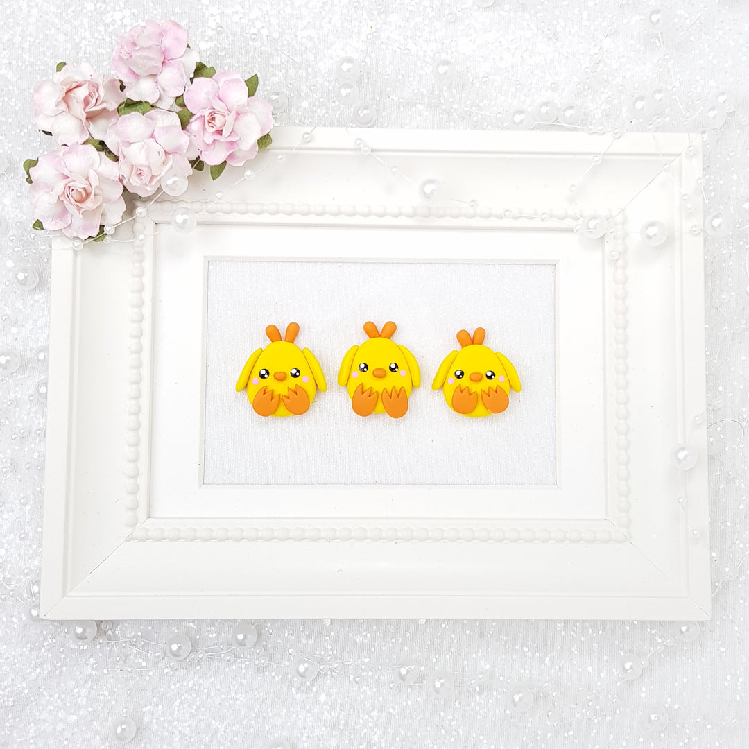 Cute Chicks - Handmade Flatback Clay Bow Centre - Crafty Mood