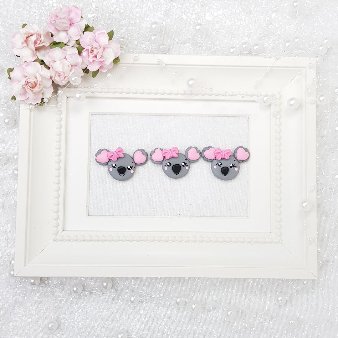 Cute Koala Head with bow - Embellishment Clay Bow Centre - Crafty Mood