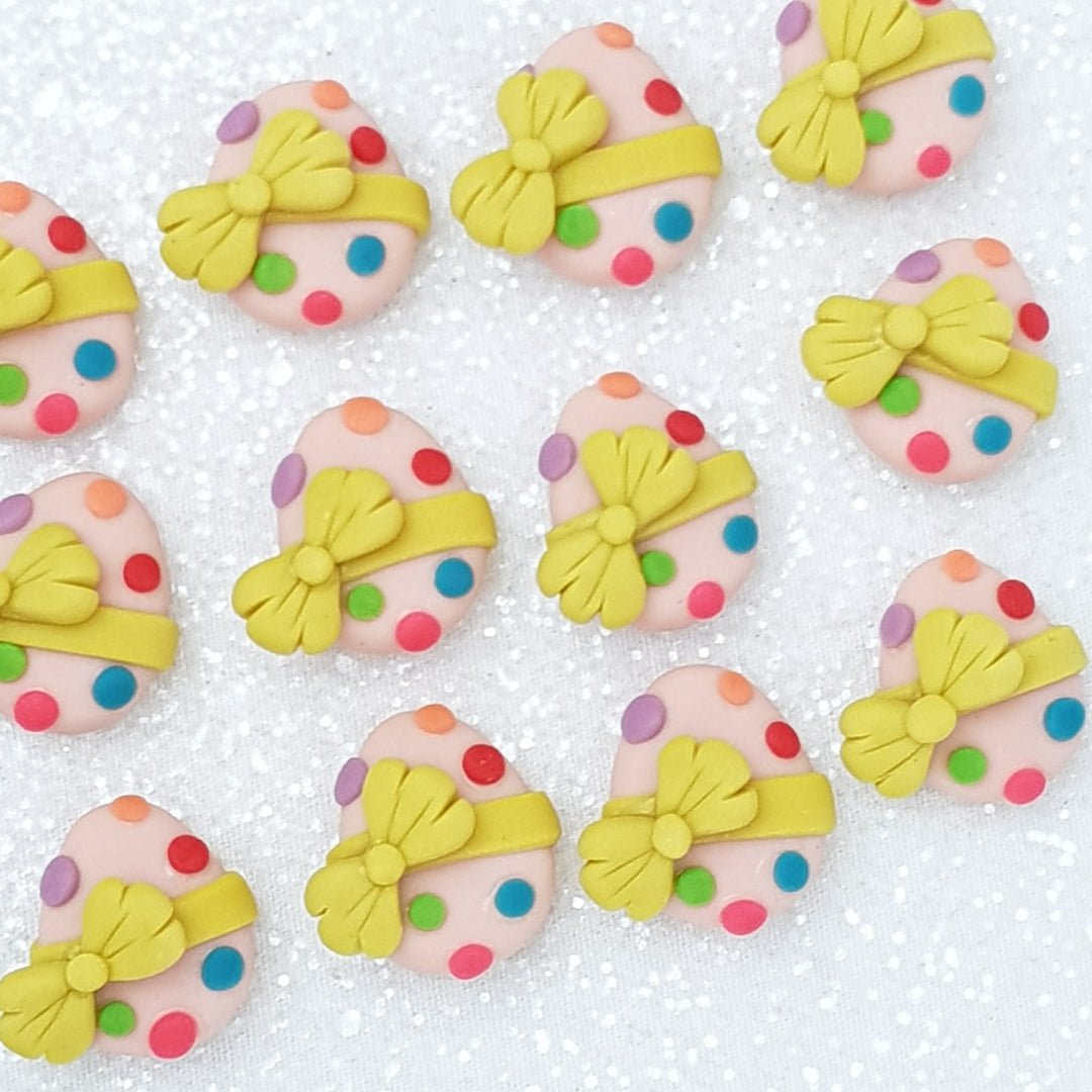 Easter Egg - Handmade Flatback Clay Bow Centre - Crafty Mood
