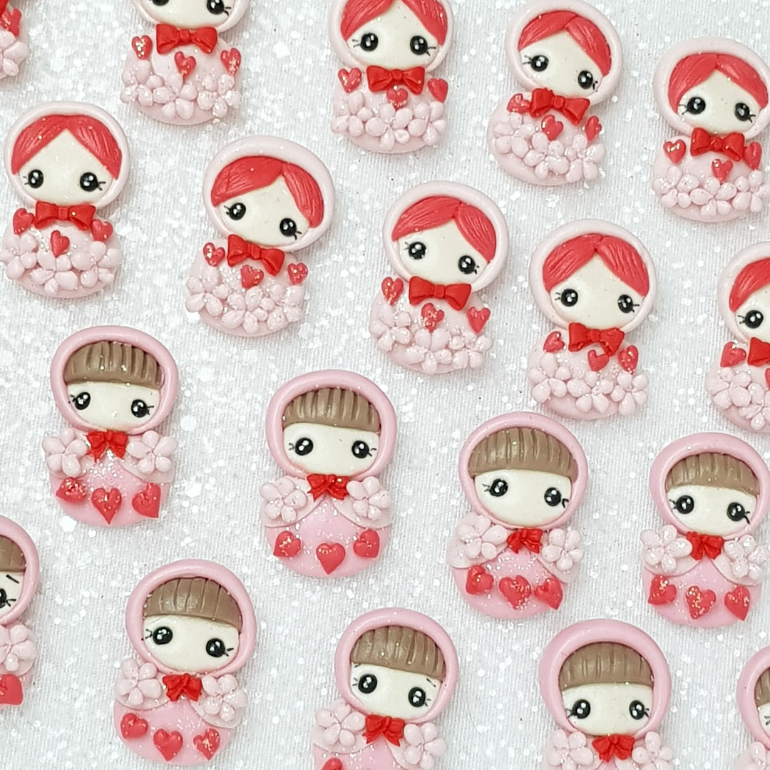 Sale Hooded girls - Handmade Flatback Clay Bow Centre - Crafty Mood