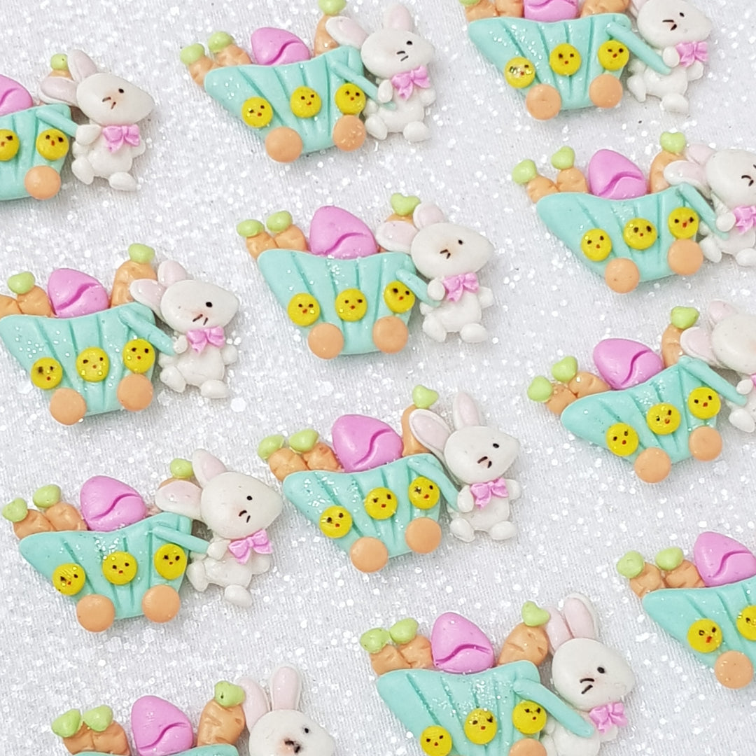 Bunny and cart - Embellishment Clay Bow Centre - Crafty Mood