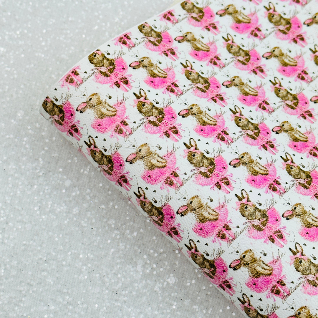 Bunny rabbit ballerina - faux vegan Leatherette vinyl - canvas - choose Fabric material Sheets