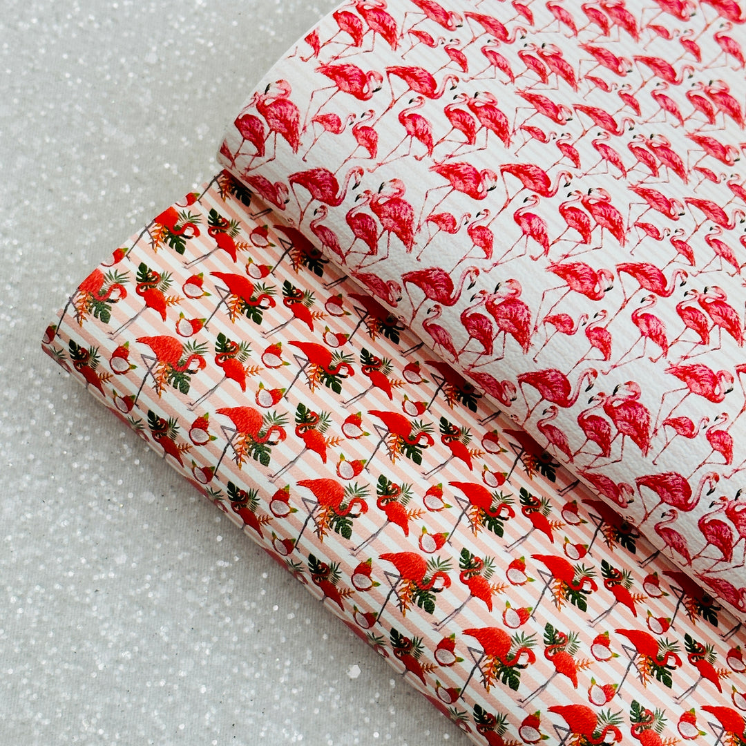 Flamingo - Pu Leatherette vinyl - canvas - choose Fabric material Sheets