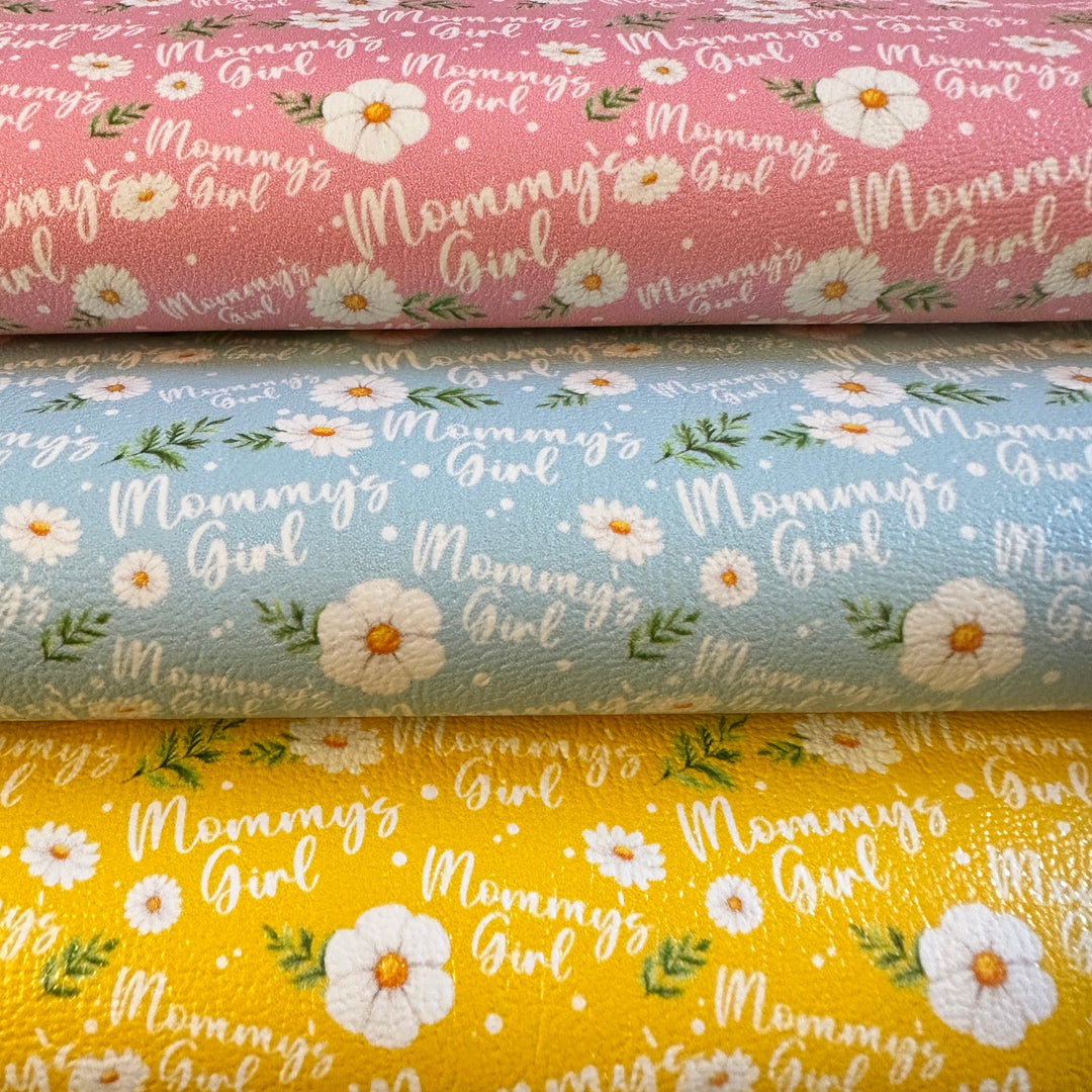 Mother's day - Mother's girl daisy flower - Pu Leather vinyl - canvas - choose Fabric material Sheets