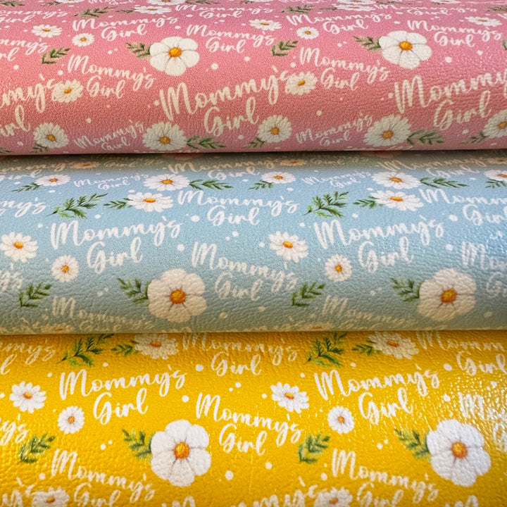 Mother's day - Mother's girl daisy flower - Pu Leather vinyl - canvas - choose Fabric material Sheets