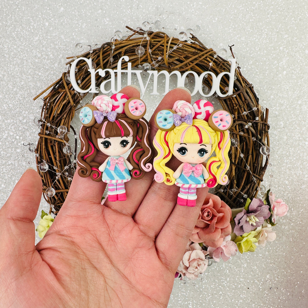 Donut girls - Handmade Flatback Clay Bow Centre