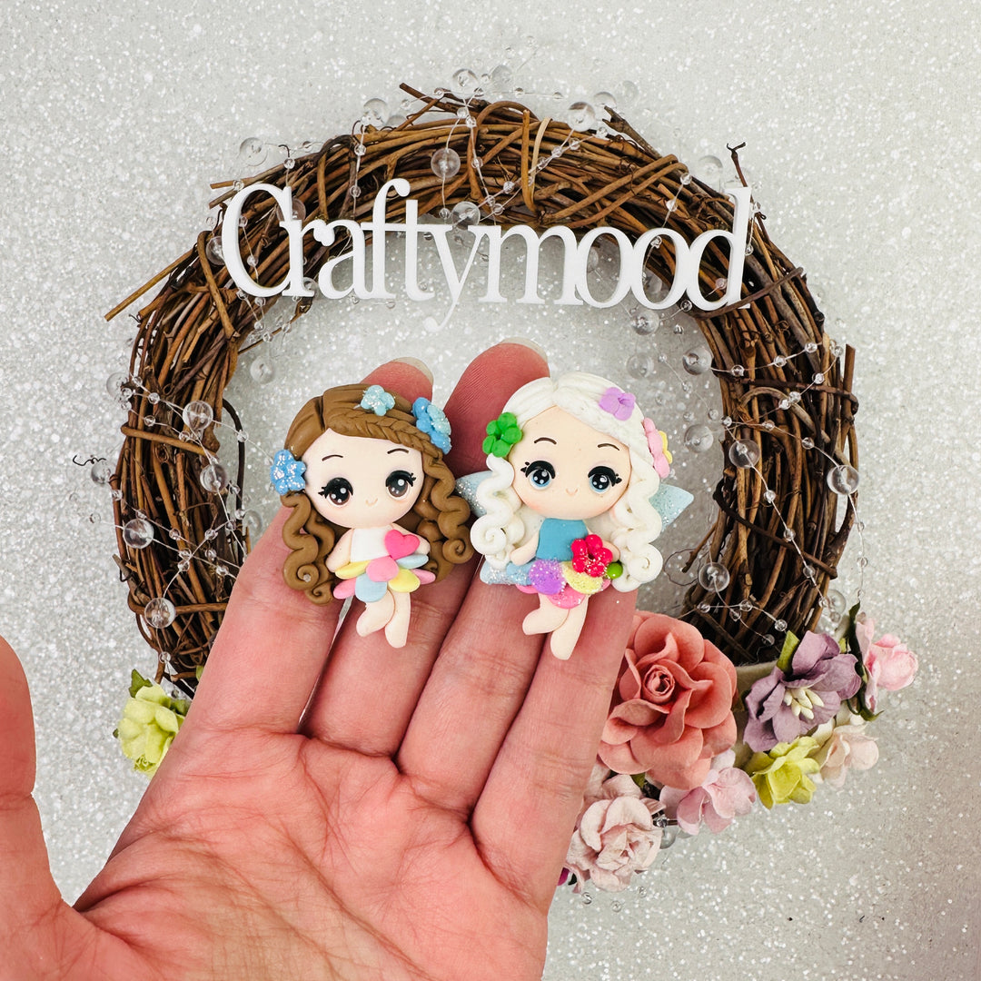 Spring cute flowers fairy - Embellishment Clay Bow Centre